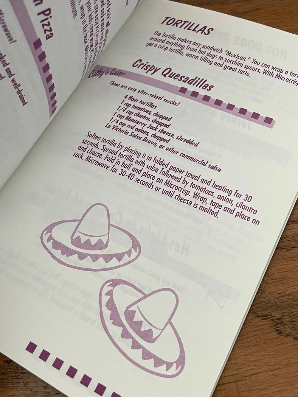 Vintage 1990s Microcrisp cookbook with purple cover featuring a Cathy Mitchell